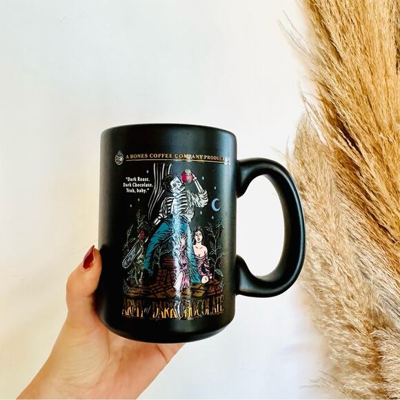 NEW BONES Matte Black Ceramic Skeleton Army of Hot Chocolate Oversized Large Mug - Picture 1 of 7